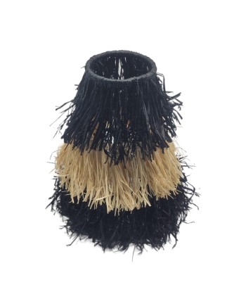 LÁMPARA RAFIA FLECOS BICOLOR D25X30 CM