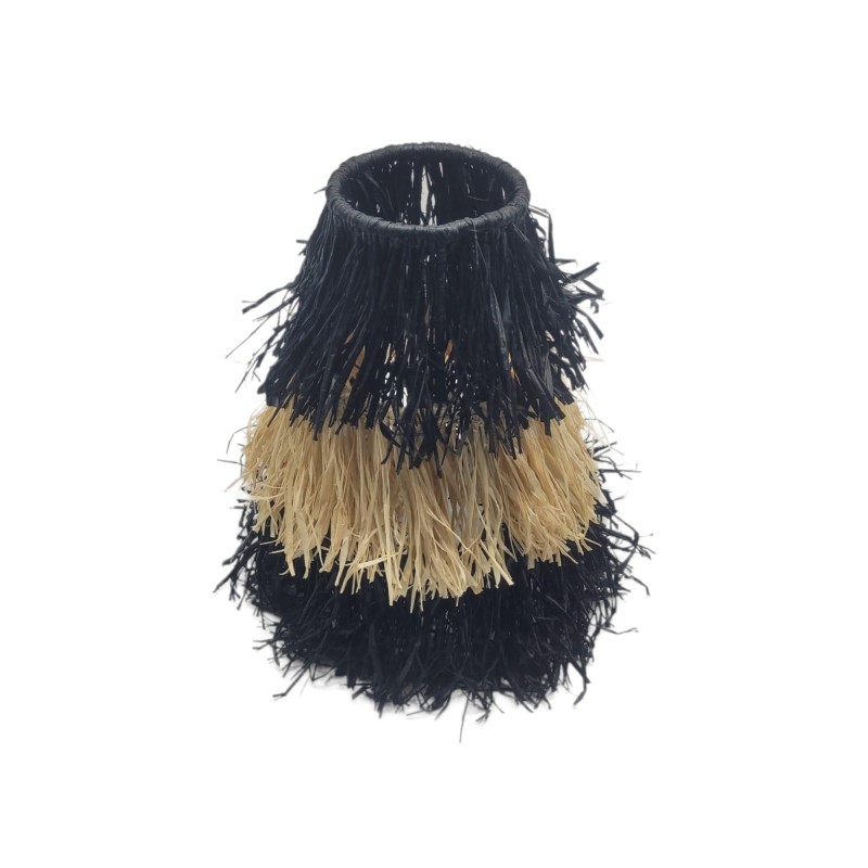 LÁMPARA RAFIA FLECOS BICOLOR D25X30 CM