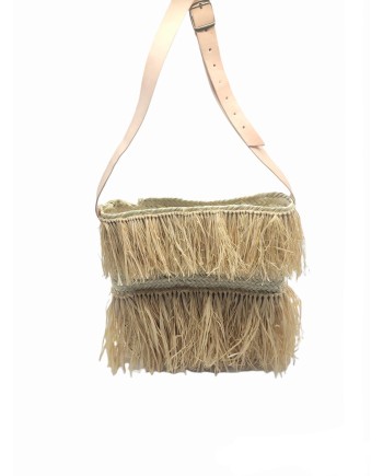 BOLSO PALMA FLECOS RAFIA A/BANDOLERA 40X37 CM