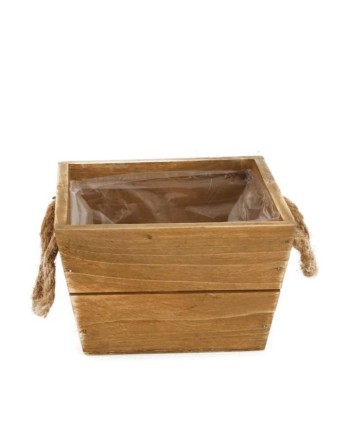 MACETERO MADERA  NATURAL 14x14x9cm
