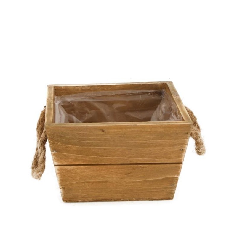 MACETERO MADERA  NATURAL 14x14x9cm