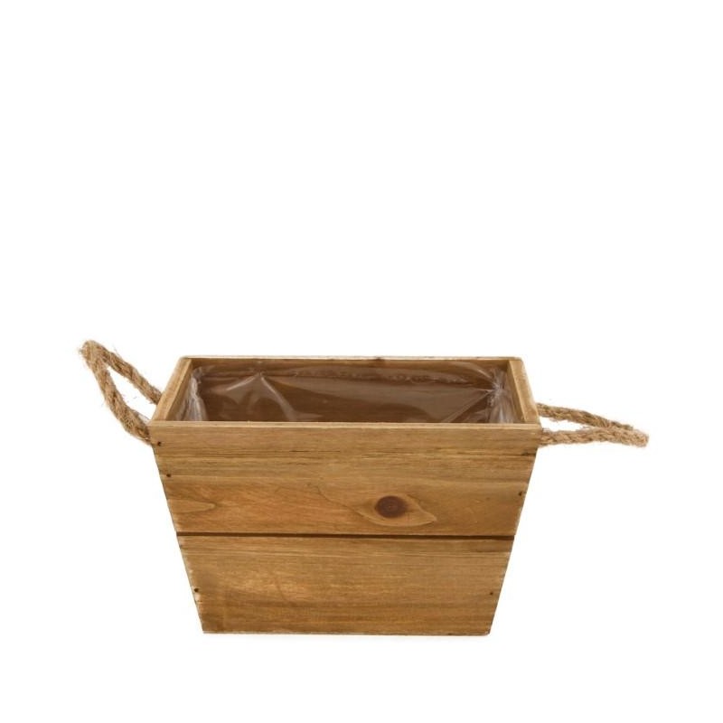 MACETERO MADERA NATURAL  18x12x12cm
