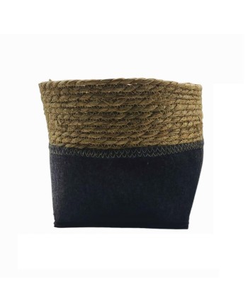 CESTA SEAGRASS Y FIELTRO Ø26X21 CM