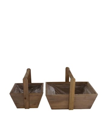 CESTA MADERA FSC* MARRÓN SET 2 28x22x18cm