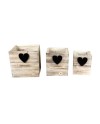 CAJON MADERA CORAZÓN PIZARRA 28X28X28 CM SET 3