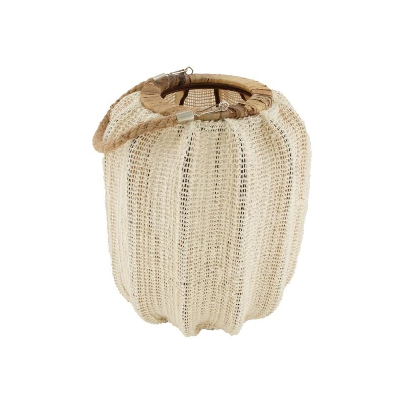 FAROL ALGODÓN BLANCO CON CRISTAL Ø25x28cm