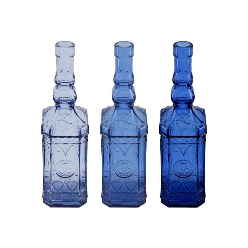 BOTELLA CRISTAL RECICLADO AZULES UNIDAD Ø7x27cm