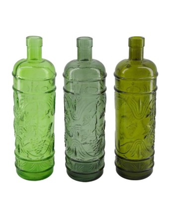 BOTELLA CRISTAL RECICLADO VERDES UNIDAD Ø9x29cm