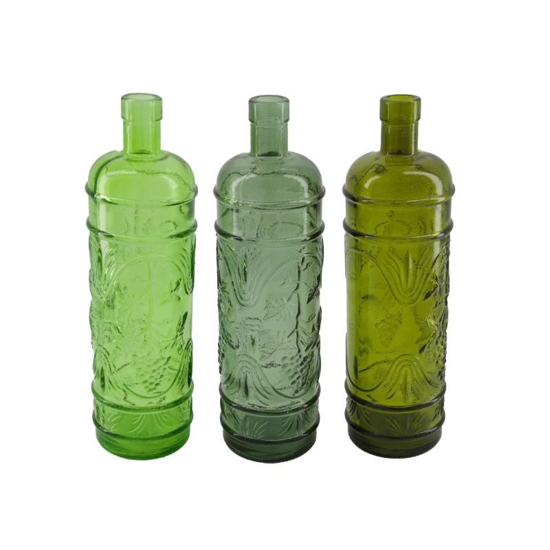 BOTELLA CRISTAL RECICLADO VERDES UNIDAD Ø9x29cm