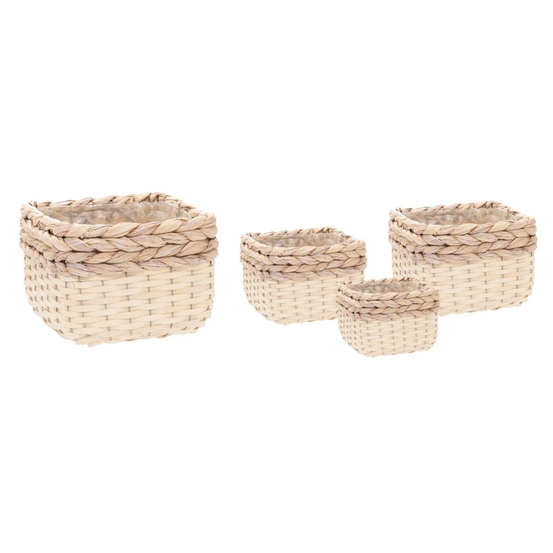 MACETERO MIMBRE BLANCO SENEGAL SET 4 30X30X23  CM
