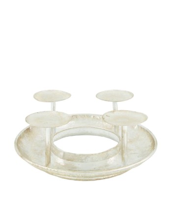 PORTAVELAS METAL PLATEADO 28x28x10.5cm