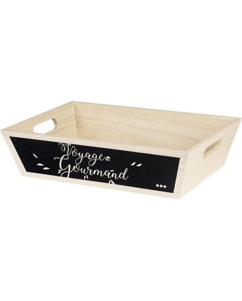 BANDEJA MADERA RECTANGULAR NEGRA 35X25X9 CM