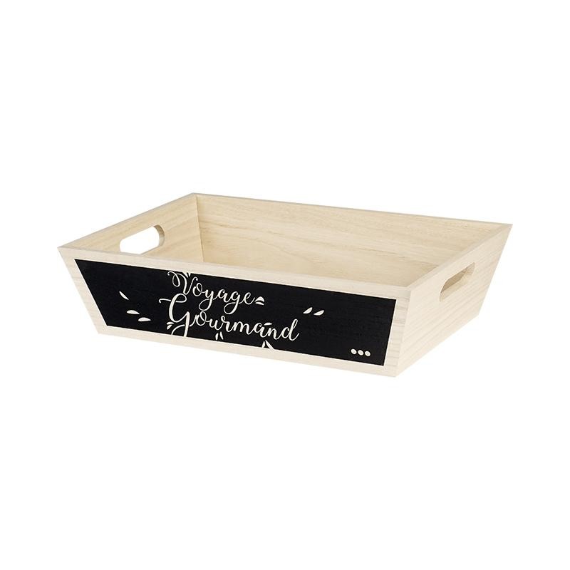 BANDEJA MADERA RECTANGULAR NEGRA 35X25X9 CM