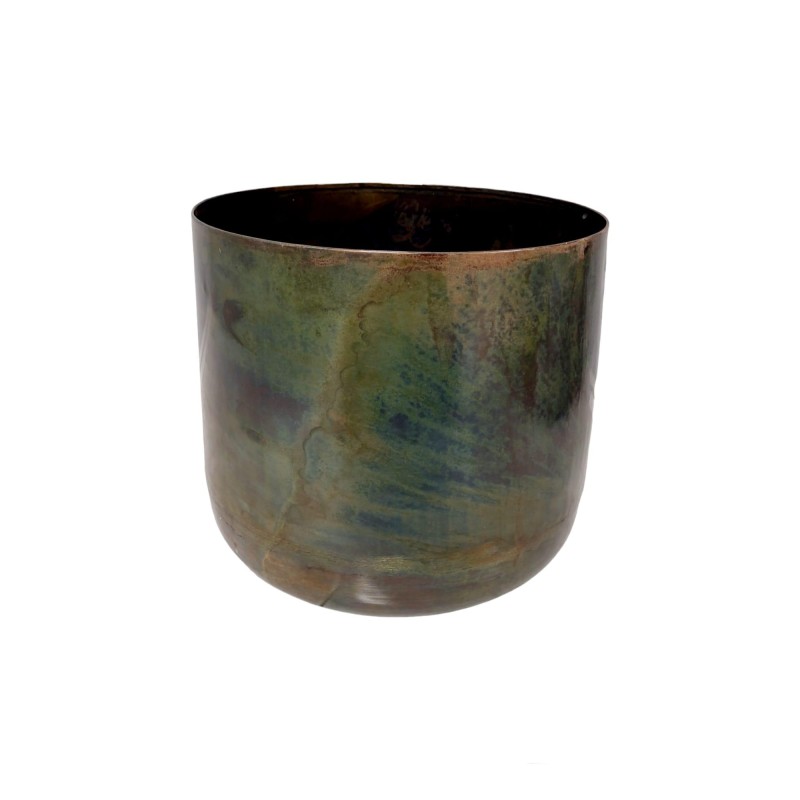 MACETERO METAL ORO Y VERDE D38X34 CM