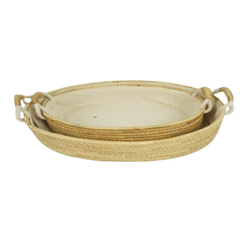 BANDEJA SEAGRASS OVAL FORRADA 48X34X10 CM