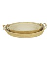 BANDEJA SEAGRASS OVAL FORRADA 48X34X10 CM