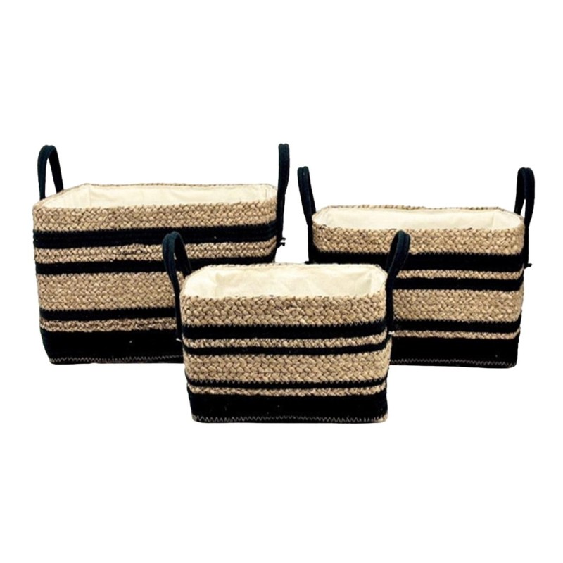 CESTA SEAGRASS FORRADA NEGRA 29X22X16 CM