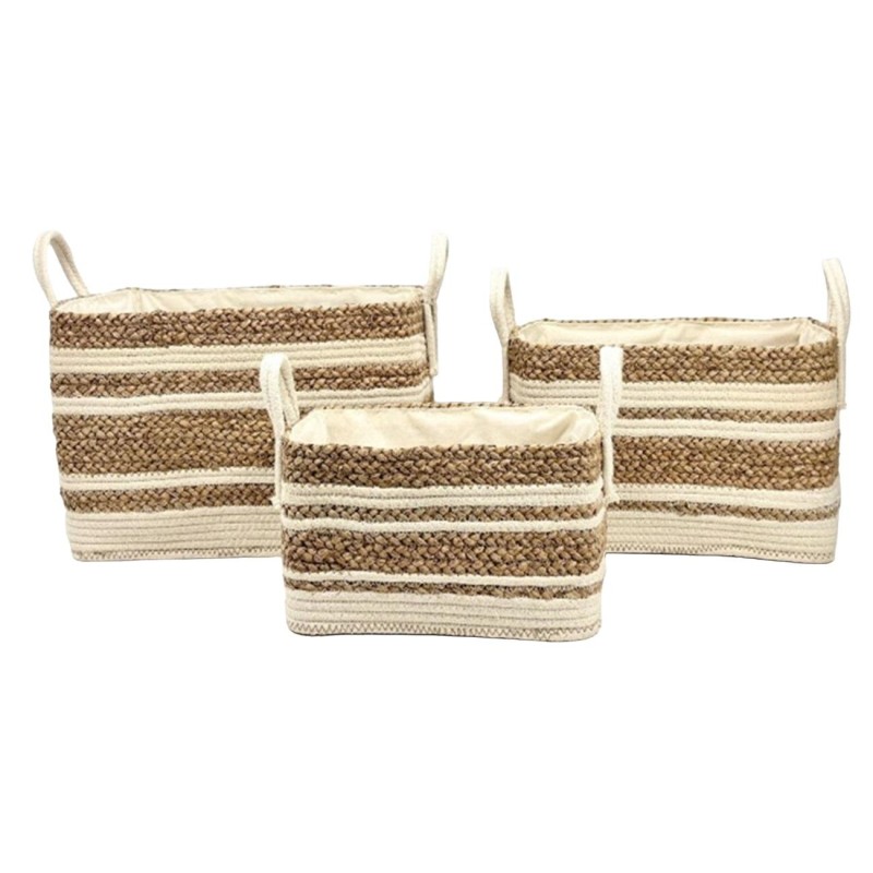 CESTA SEAGRASS FORRADA BLANCA 29X22X16 CM