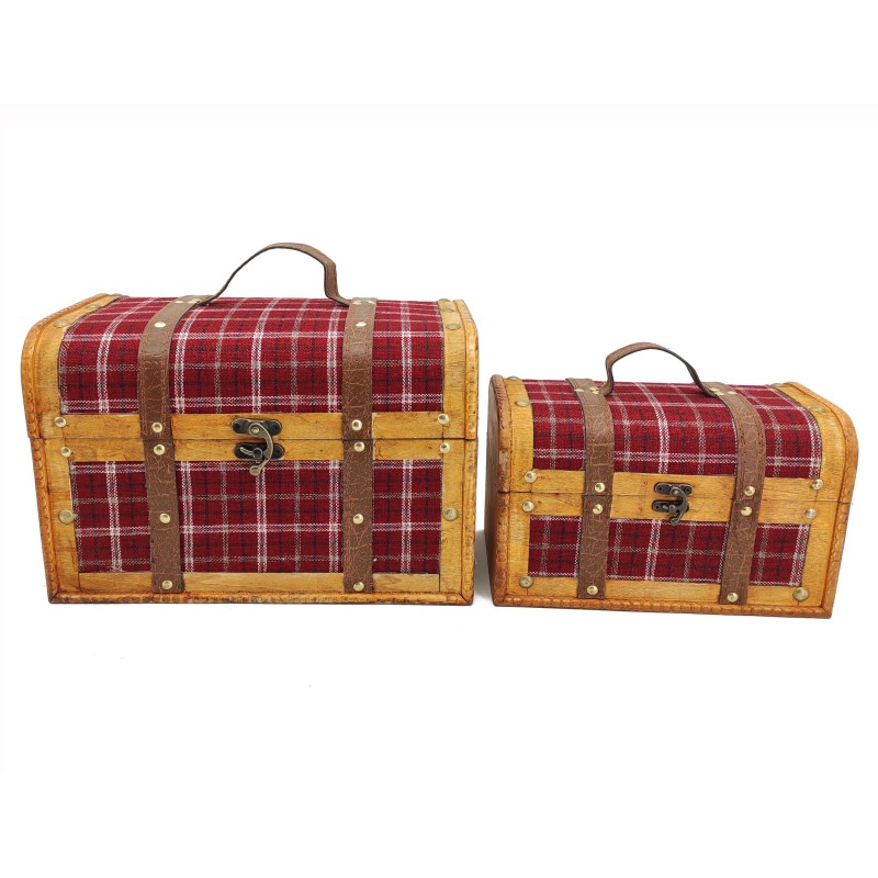 MALETIN MADERA CUADROS 26X14X16 CM