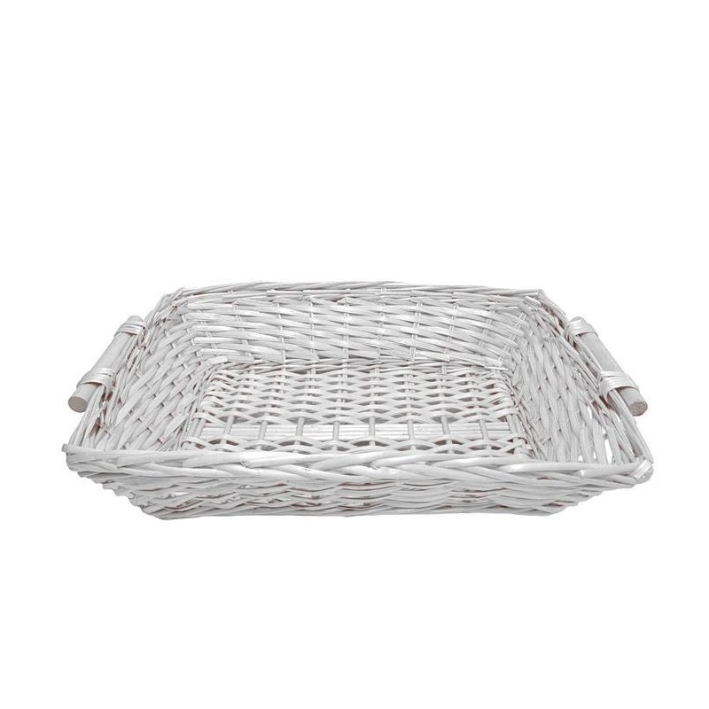 BANDEJA MIMBRE RECTANGULAR BLANCO 52X37X12 CM