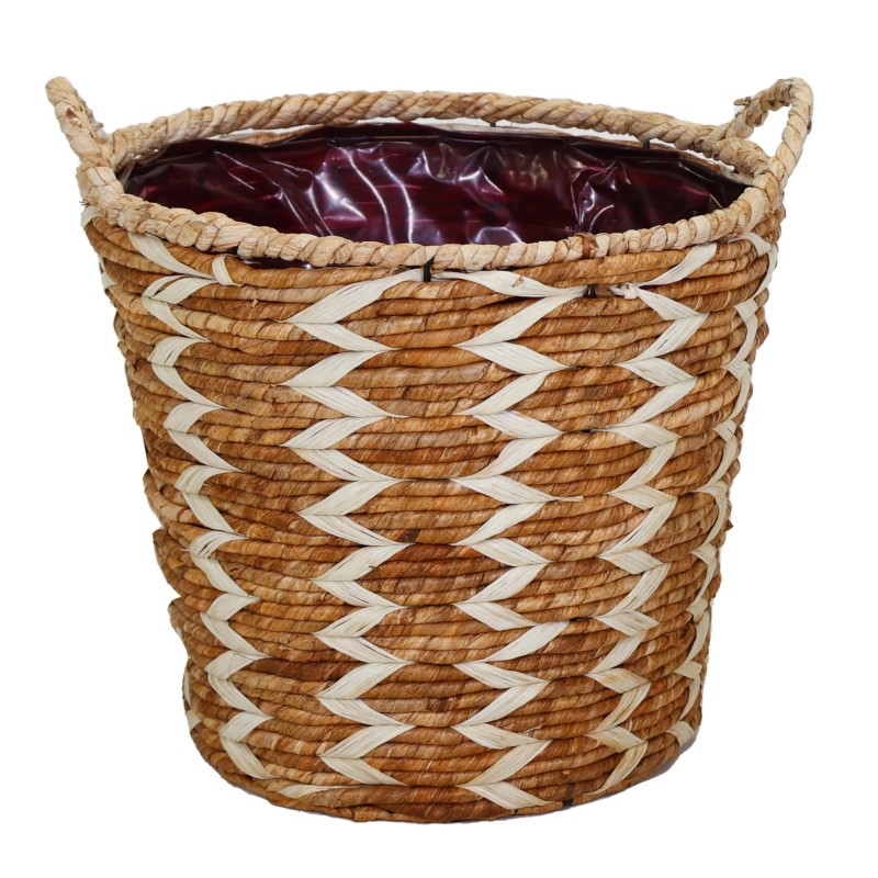 CESTA JACINTO ZIGZAG BLANCA D32X28 CM