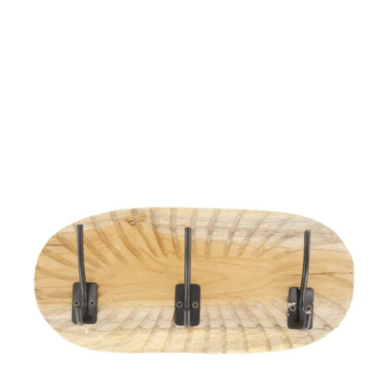 PERCHERO MADERA OVAL 3 PERCHAS 38X18X8 CM