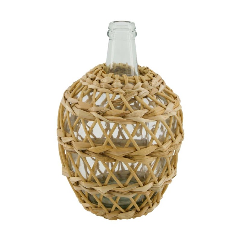BOTELLA CRISTAL CON RATTAN D18X26 CM