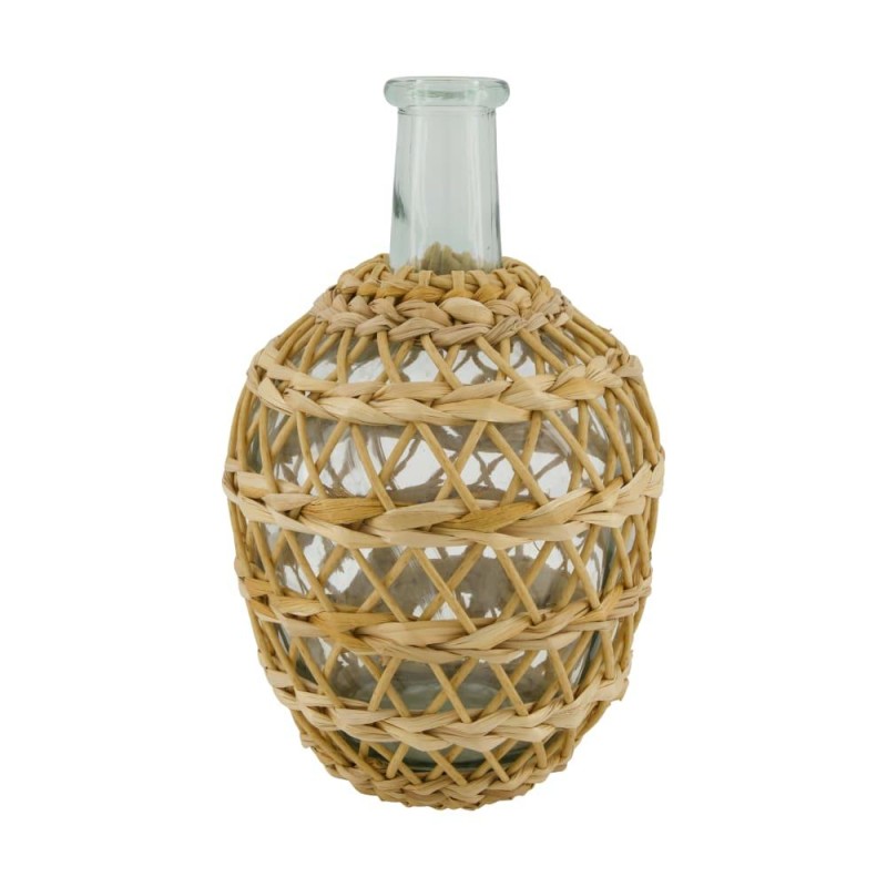 BOTELLA CRISTAL CON RATTAN D20.5X31.5 CM