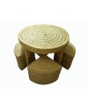 MESA CON 4 PUFF ESPARTO D100X76 CM