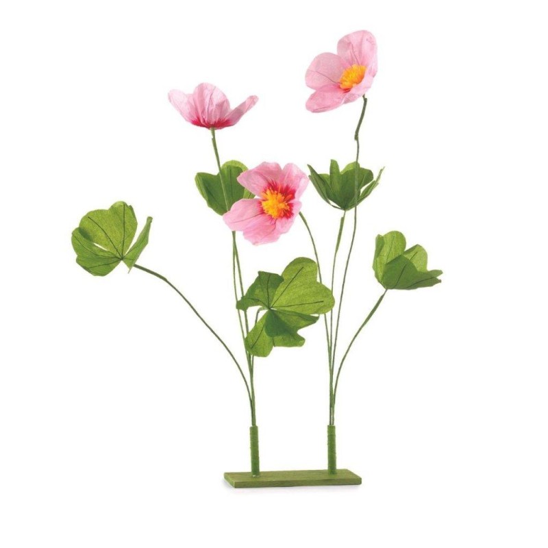 FLORES PAPEL CON PIE ROSA SET2 D20X80 CM