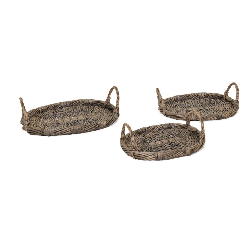 BANDEJA RATTAN OVAL ASAS 40X30X3.5 CM