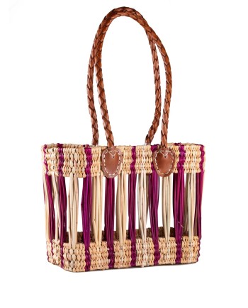 BOLSO JUNQUILLO CALADO MORADO ASAS LARGAS 34X15X23 CM