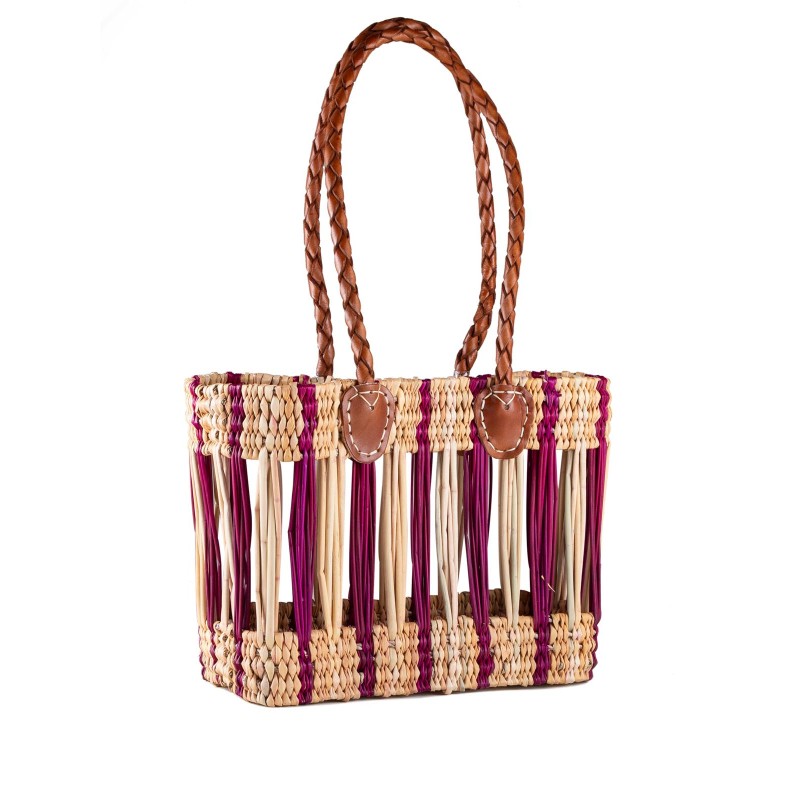 BOLSO JUNQUILLO CALADO MORADO ASAS LARGAS 34X15X23 CM