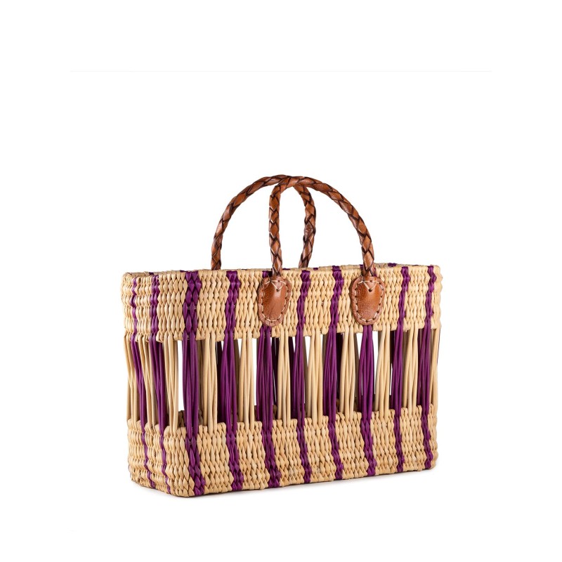BOLSO JUNQUILLO CALADO MORADO ASAS LARGAS 40X20X26 CM