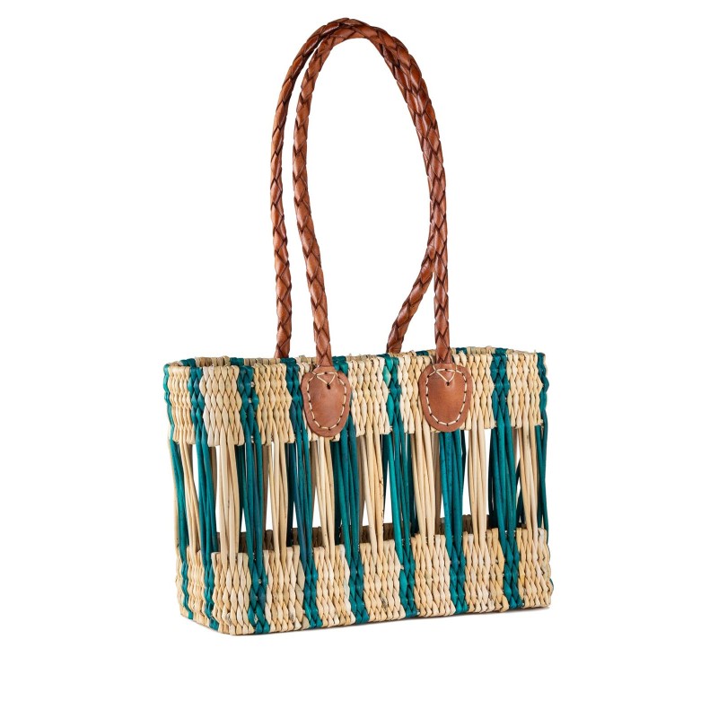 BOLSO JUNQUILLO CALADO VERDE ASAS LARGAS 34X15X23 CM
