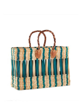 BOLSO JUNQUILLO CALADO VERDE ASAS LARGAS 40X20X26 CM