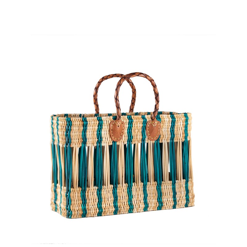 BOLSO JUNQUILLO CALADO VERDE ASAS LARGAS 40X20X26 CM