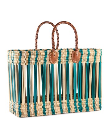 BOLSO JUNQUILLO CALADO VERDE ASAS LARGAS 43X23X32 CM