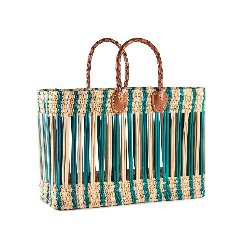 BOLSO JUNQUILLO CALADO VERDE ASAS LARGAS 43X23X32 CM