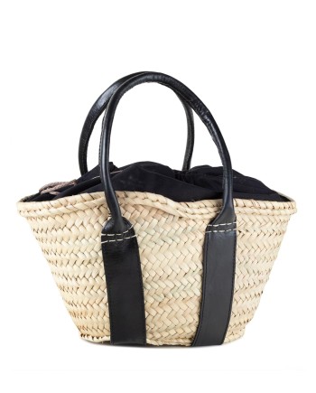 BOLSO PALMA MINI ASA PIEL FORRADO NEGRO 31X20 CM