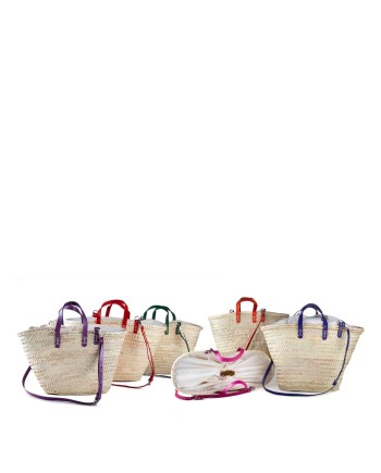 BOLSO PALMA DOBLE ASA PIEL FORRADO COLORES 8 VUELTAS 47X29 CM