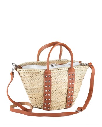 BOLSO PALMA TACHUELAS DOBLE ASA 8 VUELTAS 47X29 CM