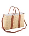 BOLSO JUNQUILLO DOBLE ASA CINTA PIEL NATURAL 46X20X31 CM