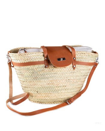 BOLSO PALMA SOLAPA PIEL DOBLE ASA 8 VUELTAS 47X29 CM
