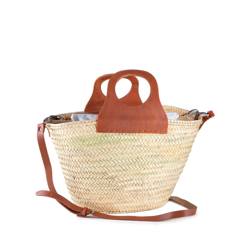 BOLSO PALMA ASA REDONDA PIEL 8 VUELTAS 47X29 CM