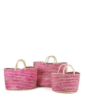 BOLSO PALMA COLOR ROSA SET3 50X21X33 CM
