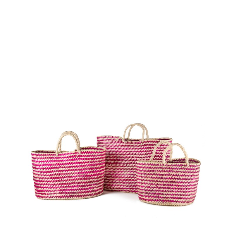 BOLSO PALMA COLOR ROSA SET3 50X21X33 CM