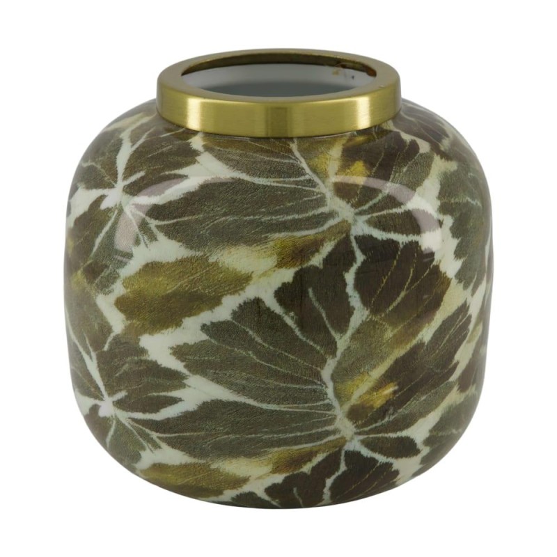 JARRON PATRON HOJAS VERDES D16.5X15.5 CM
