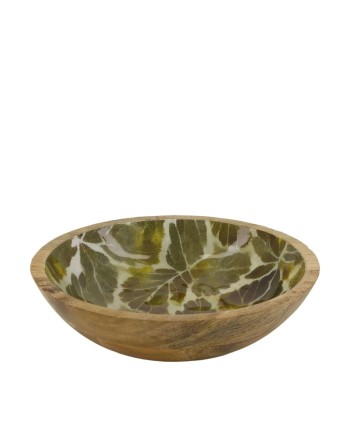 BOWL MADERA MANGO PATRON HOJAS 28X28X7 CM