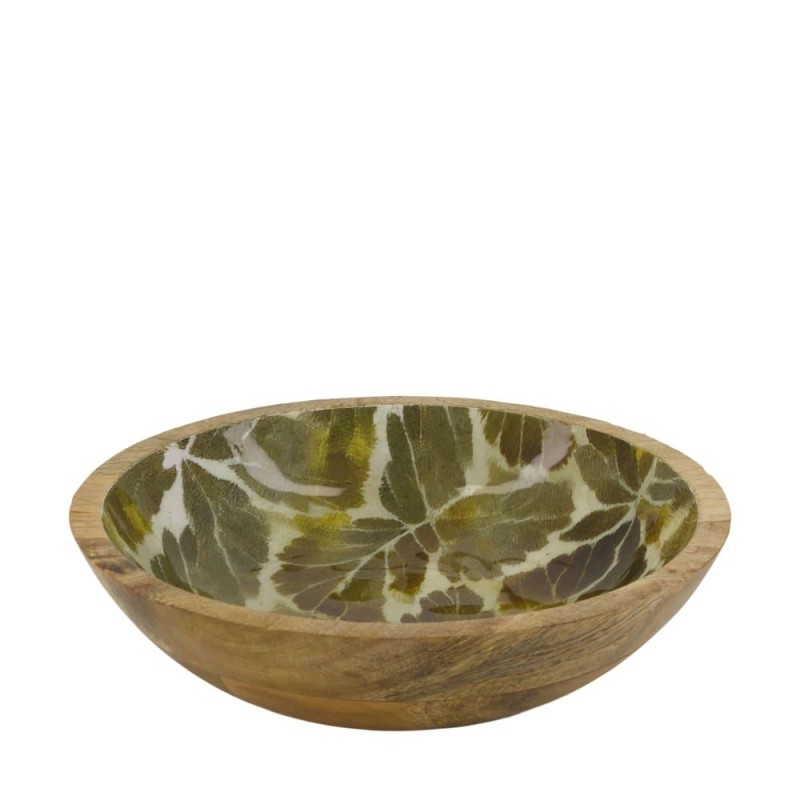 BOWL MADERA MANGO PATRON HOJAS 28X28X7 CM